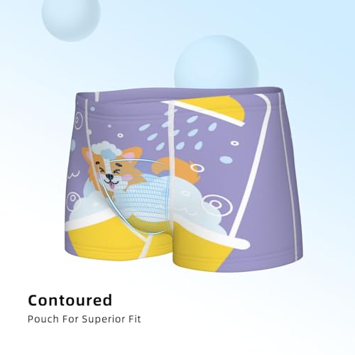 Boys' Cotton Boxer Brief Soft Underwear-Corgi Washing In Bathtub4