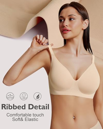 HORISUN Seamless Bras Full Coverage V Neck Push Up Wireless Bras for Women 6