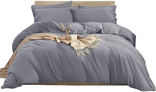 Imperial Rooms Double Duvet Cover Set  Brushed Microfiber Plain Purple Bedding Bed Set with Pillow Cases  Ultra Soft Button Closure Quilt Cover (200 x 200 Cm)