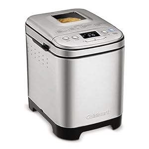 Cuisinart Bread Maker Machine, Stainless Steel Automatic Bread Machine with 12 Menu Options, 3 Loaf Sizes up to 2 Lb., 3 Crust Colors, Removable Nonstick Baking Pan & Kneading Paddle, CBK-110NAS