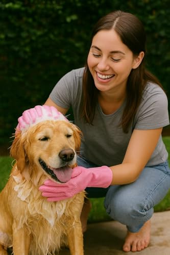 Image of Gloves Magic Silicone Dish Washing Gloves, Silicon Cleaning Gloves, Silicon Hand Gloves for Kitchen Dishwashing and Pet Grooming, Great for Washing Dish, Car, Bathroom PINK