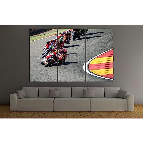 Idée cadeau Moto GP Riders №164 grand tableau 3 pièces pour passionné de vitesse