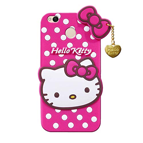 Image of Unirock Hello Kitty Back Case Cover for Redmi 4| 3D Cute Hello Kitty Case |Soft Silicone Rubber Back Cover with Pendant Kitty Cover for Redmi 4 (Pink)