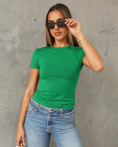 Image of Abardsion Women's Casual Basic Slim Fit T Shirts | Summer Clothes 2026 Going Out Crop Tops Short Sleeve Crew Neck Ladies Tees