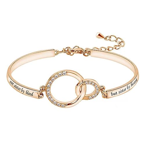 LSxAB Not Sister By Blood But Sister By Heart Cuff Bangle Bracelet for Best Friend BFF Friendship Bracelets, Copper, No Gemstone