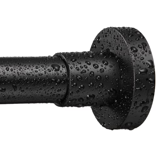 EBOATOP Shower Curtain Rod Tension - Never Rust No Drill Non-Slip Spring Tension Shower Rod, 43-73 inches Stainless Steel, Matte Black