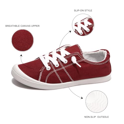 Image of Womens Slip On Shoes, Canvas Low Top Sneakers, Casual Classic Flat Shoes | Comfort Fashion Sneaker with Non Slip Rubber Outsole, Lightweight Tennis Shoes for Walking, Shopping, Picnic, Travel