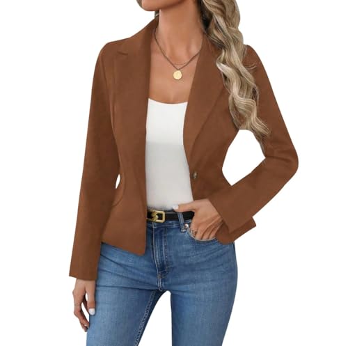 Blazer Femme Veste Blazer Tailleur Veste Costume de Travail Femme Chic Et Elegant Grande Taille Ladies Blazers Boutonné Styled Trendyol Femmes Blazers Ajuste...