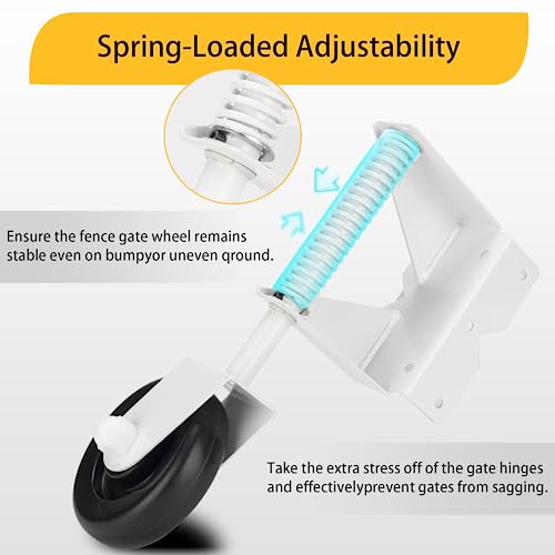 Image of Heavy Duty Gate Wheel for Wooden Gate, Spring Loaded Gate Caster Wheel, Farm Gate Wheel with 220 Lbs Capacity, 360 Swivel, for Left&Right Gate