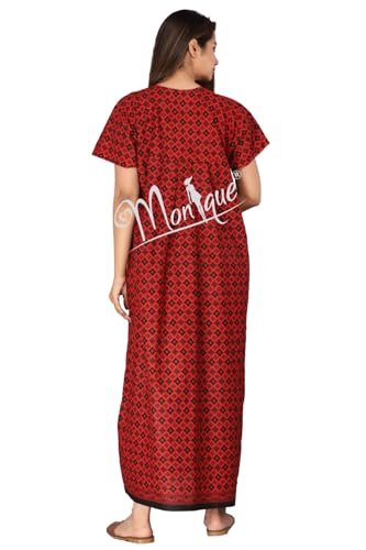 Image of Monique Brand 100% Pure Cotton Nighty for Woman | Floral Gown for Women Night Wear | Cotton Nighty for Women Stylish | Maxi for Women Cotton