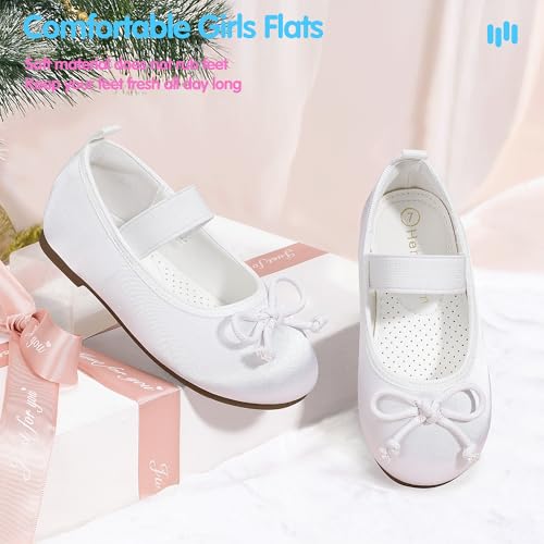Hehainom Toddler Girls Dress Shoes Flower Girl Toddler Flats Wedding Church Party Bow Little Kids Mary Jane Shoes3