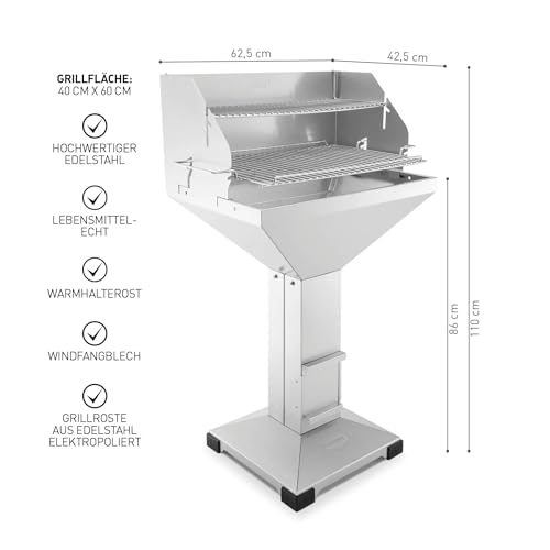 Säulengrill Edelstahl Thüros T4 Direkt Plus Holzkohlegrill