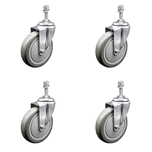 Polyurethane Swivel Threaded Stem Caster Set of 4 w/5