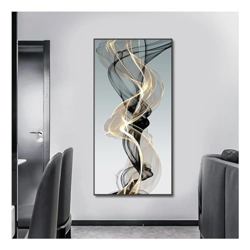 Toile géométrique or gris au design abstrait moderne 70x140 cm encadrée de salon