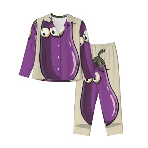 Pyjama confortable aubergine pour stopper les nuits fraîches grâce aux manches longues