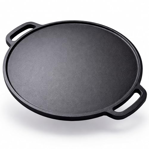 Image of Cast Iron Dosa Tawa 28 cm | Double Handle Flat Tawa for Dosa, Roti & Uttapam | Pre-Seasoned Cast Iron | Gas & Induction Compatible (28 cm)