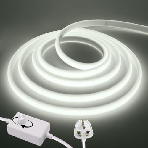 KAFULA Dimmable COB LED Neon Strip [25M,White 6000-6500K],220V-240V Cuttable Waterproof Flexible Silicone FCOB LED Strip CRI85+,Bedroom Kitchen Living Room Balcony Decoration