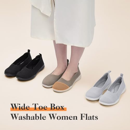 Puxowe Women'S Walking Shoes Lightweight Knit Slip On Mesh Comfortable Barefoot Minimalist Sneakers Low Top 2405 Gray Us 9 thumb #5