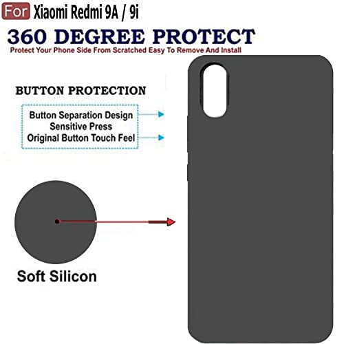 Image of Mobile Back Cover Case for Xiaomi Redmi 9A (Silicone Case|CameraProtection|Black SC1510)