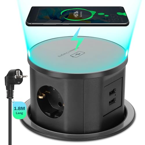 3 Fach Versenkbare Steckdose USB C Mit 15W Kabellos Produktbild-Vorschau 7
