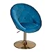 FineBuy Chaise Longue Velours Bleu Fauteuil Club Tournante Salon Ajustable | Fauteuil Pivotant Tissu | Fauteuil de Bar Rembourrée