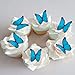 GEORLD Edible Wafer Paper Butterflies Set of 48 Purple Pink Green Cake Decorations, Cupcake Topper (blue)