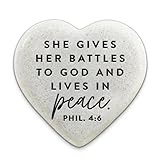 Lighthouse Christian Products Peace Inspirational Verse Cast Stone Engraved Heart