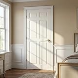 Lioncode 28'x80' Solid Core Interior Door Slab, 6 Panel Closet Door | Solid Wood Core with MDF, Door Only, No Hardware Kit, No Pre-Drilled Holes | White Pre-Paint