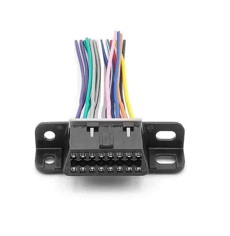 Conector hembra OBD2 de 16 pines con cables de colores para panel de salpicadero de coche 3