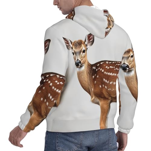 Men's Fleece Pullover Hoodie Long Sleeve Hooded Spotted Deer Sweatshirt Casual Shirts With Pockets4