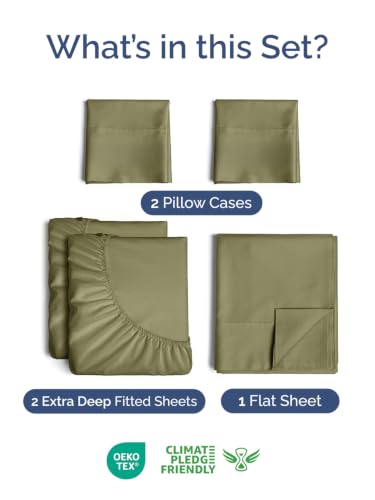 Image of Extra Deep Pocket Split King Sheet Set - Breathable & Cooling - Sage Green