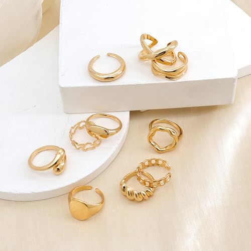 futimely 14k gold stackable knuckle rings set for women teen girlsaesthetic silver 10pcs trendy dainty open midi rings setmidi finger rings pack jewelry gifts
