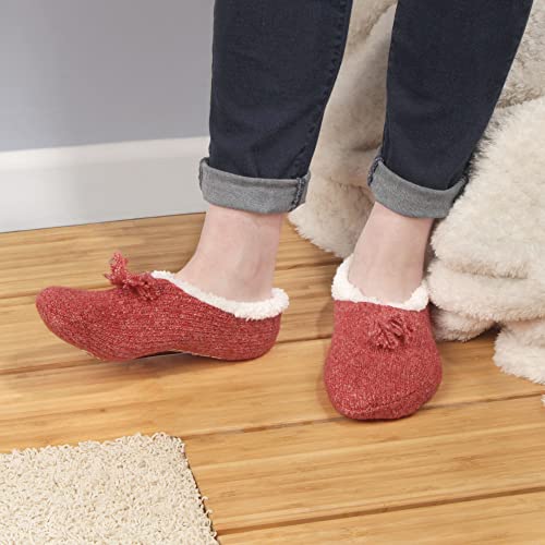 Image of BambooMN Adult Women Super Soft Warm Cozy Fancy Yarn Slippers Non-Slip Lined Socks, Indoor Comfy House Slippers, 3 Pairs
