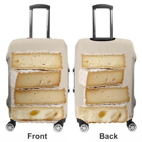 White Cheese Pattern Luggage Cover, Washable Elastic Suitcase Cover Protector Fit 18-32 Inch Luggage3