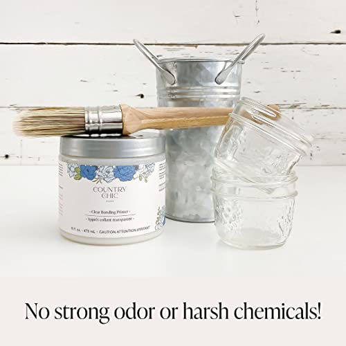 Clear Bonding Primer - Chalk Style Furniture Paint Surface Prep Clear Primer Base Coat - Adhesive Furniture & Decor Primer For Laminate, Glass, Metal, Oil-Based Paint Or Stain - Pint (16 Oz) #TOP5