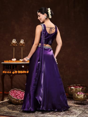 Image of Stylum Women's Embroidered Readymade Silk Lehenga Choli With Dupatta