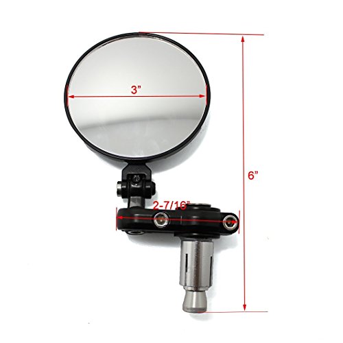 Black Foldable 3" Round 7/8" Handle Bar End Side Mirrors For Harley Davidson Kawasaki Suzuki Yamaha Cruiser Dirt Bike Scooter Atv #TOP6