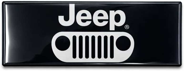 SR1 USA Jeep Wrangler Sun Visor Label Cover Decals with Grille Logo – Set of 2 Gloss Black Domed Emblem Interior Overlays for Jeep Wrangler JK JL JLU
