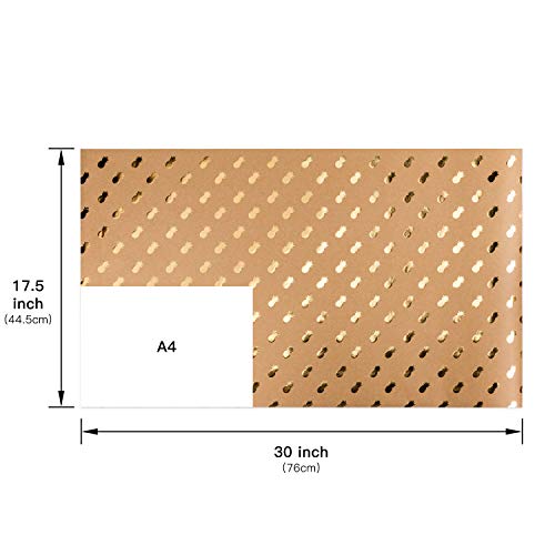 Ruspepa Kraft Wrapping Paper Gold Foil Unicorn Pineapple Cactus Shiny Kraft Paper For Birthday, Holiday, Wedding Wrap - 6 Sheets Packed As 1 Roll - 17.5 X 30 Inches Per Sheet #TOP6