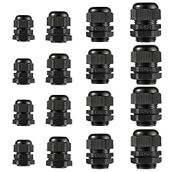 PENGLIN NPT Nylon Cable Glands Adjustable(1/4″ 1/2″ 3/4″ 1″ Combo(16-Pack)) | IP68 Waterproof,Good strain relief,High toughness PA material,Fits various installation sizes