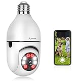 Anakk 360 Light Bulb Security Camera, 2K 3MP Wireless 2.4GHz WiFi Home Surveillance Cameras, Two-Way