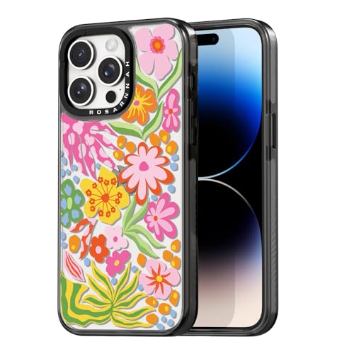 Rosarnnah for iPhone 14 Pro Max Case Aesthetic Black, Passion Flower