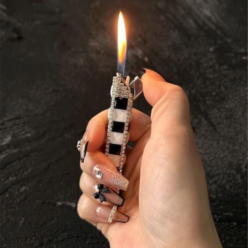 Encendedor Mini Metálico Recargable con Cadena de Perlas miniatura 4