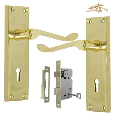 Victorian Scroll Brass Door Handle Set Cover