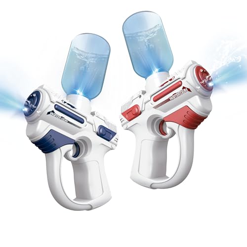Light-Up Electric Water Gun 2 Pack for Kids with LED Lights, Long Range Water Blasters, 7oz Easy Fill Tank, 200+ Blasts Per Refill, Shoots Up to 25FT, Squirt Gun for Outdoor Park and Pool Fun