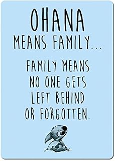Ohana Means Family - Blue. Metal Wall Sign Plaque Wall Art Inspirational. Lilo Stitch