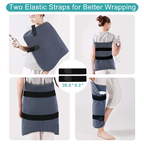 Tech Love XXL Electric Heating Pad for Neck Shoulder and Back Pain Relief with Fixation Strap Moist Heat Pad with Auto Shut Off Extra Large 20'' x 28'' - Charcoal Gray - Thumbnail 3