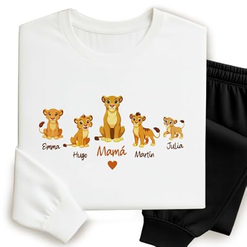 Imagen de Transparent Gift Pijama Mamá con Leoncitos y Nombres Personalizados