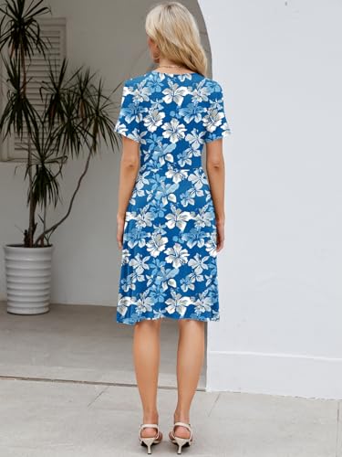 Image of Naggoo Womens Summer Dresses for Women 2026 Spring Floral Sundress Short Sleeve V Neck Wrap Dress with Pockets