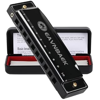 10 Holes 20 Tones Blues Harp Mouth Organ Harmonica, Diatonic Blues Harmonica Key of C, For Adults Student Beginners Professionals, with Hard Case and Cleaning Cloth (Black) - Les Beatles, Paul McCartney, John Lennon, RIngo Starr, George Harrison